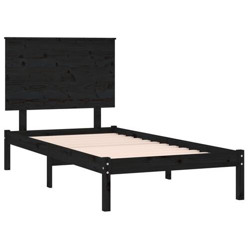 Sengeramme 90x200 cm massivt fyrretræ sort
