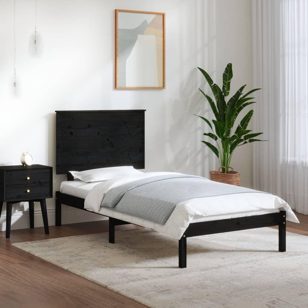 Sengeramme 100x200 cm massivt fyrretræ sort
