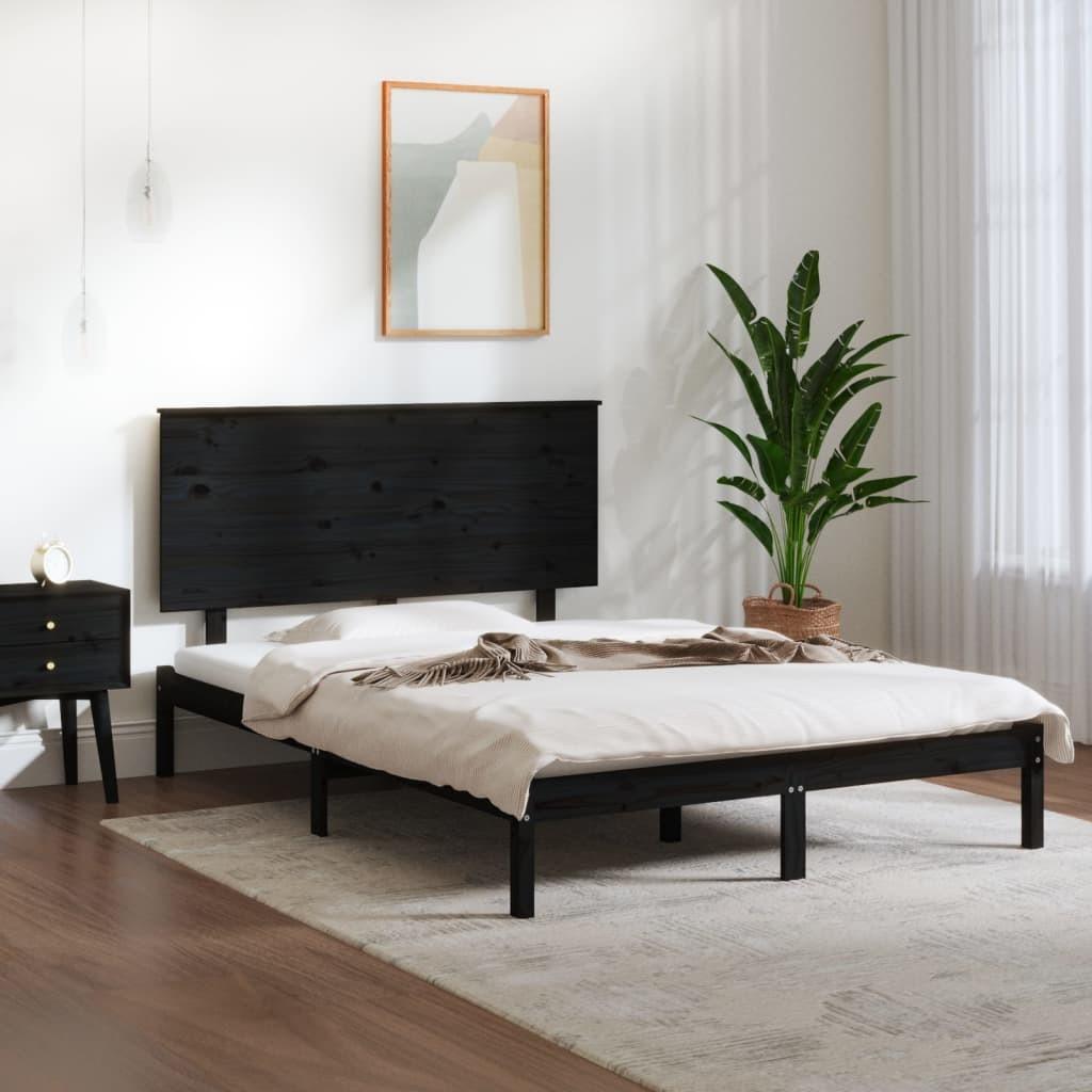 Sengeramme 120x200 cm massivt fyrretræ sort