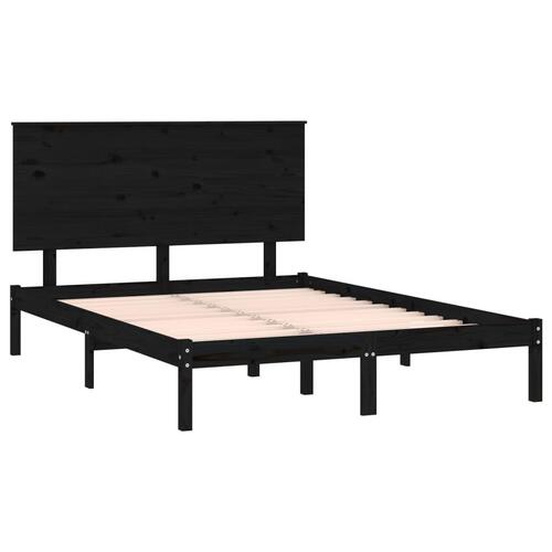 Sengeramme 120x200 cm massivt fyrretræ sort
