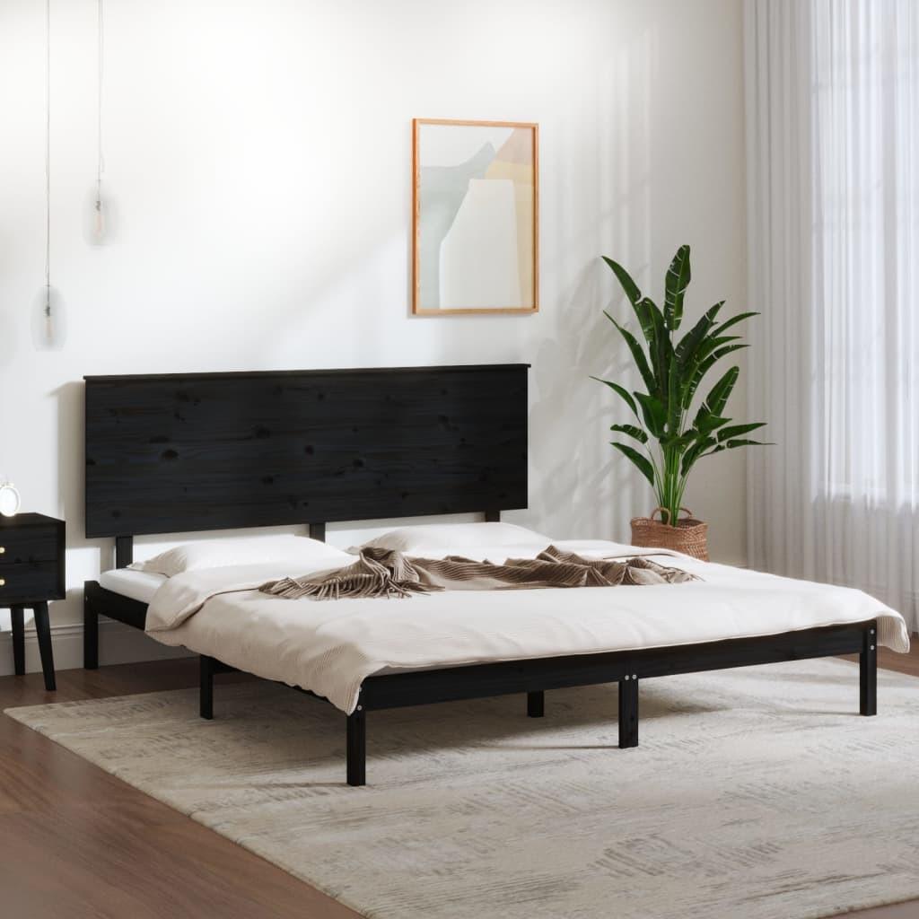 Sengeramme 200x200 cm massivt fyrretræ sort