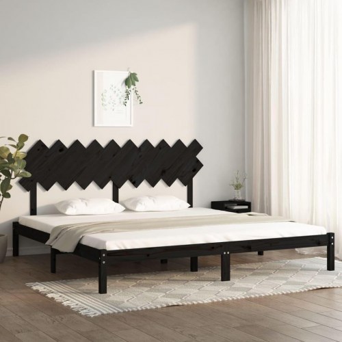 Sengeramme 200 x 200 cm i massivt fyrretræ - sort