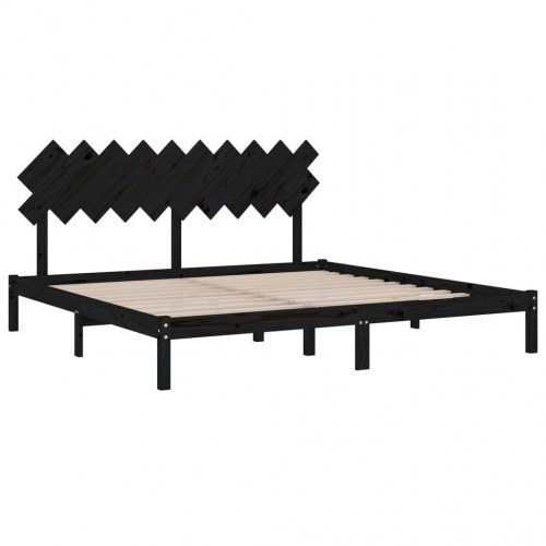 Sengeramme 200 x 200 cm i massivt fyrretræ - sort