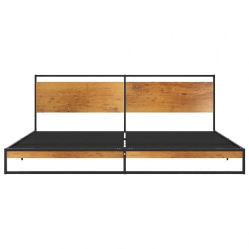 Sengeramme 200x200 cm - metal med trælook gavl