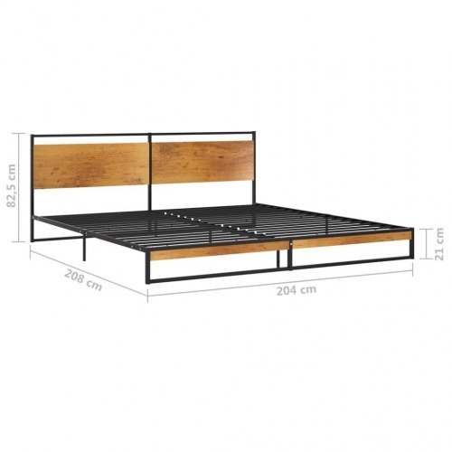 Sengeramme 200x200 cm - metal med trælook gavl