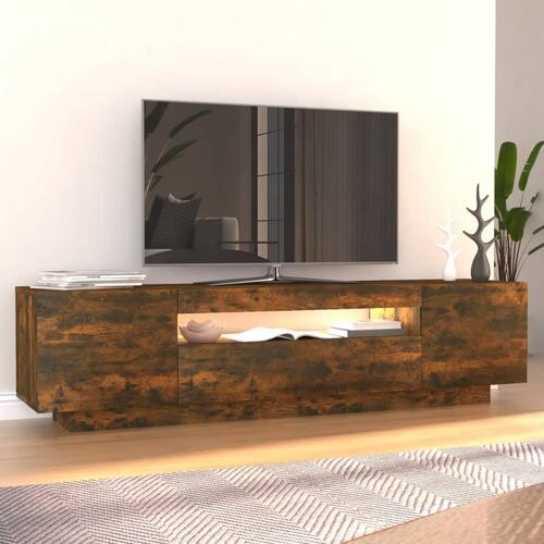 Tv-bord med LED-lys 160x35x40 cm røget egetræsfarve
