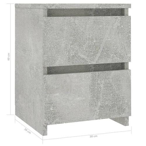 Sengebord 30x30x40 cm konstrueret træ betongrå