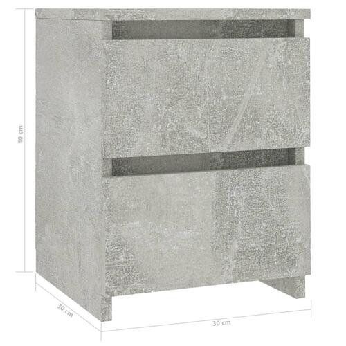 Sengeborde 2 stk. 30x30x40 cm konstrueret træ betongrå