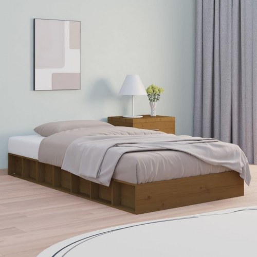 Sengeramme 75x190 cm Small Single massivt træ gyldenbrun