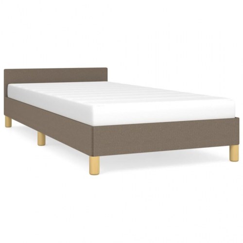 Sengeramme med hovedgærde - taupe stof 90×200 cm