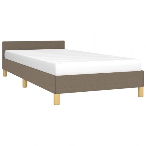 Sengeramme med hovedgærde - taupe stof 90×200 cm