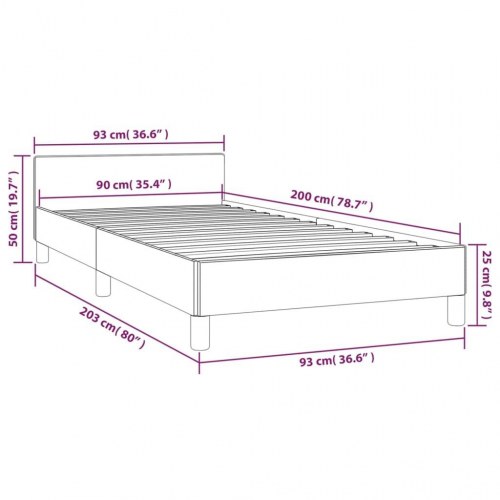 Sengeramme med hovedgærde i stof - creme, 90 x 200 cm