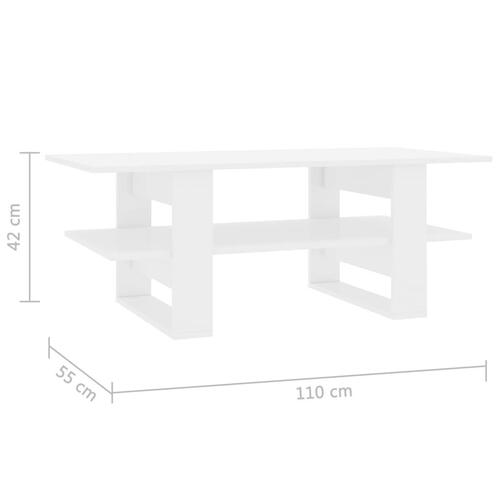 Sofabord 110x55x42 cm konstrueret træ hvid højglans