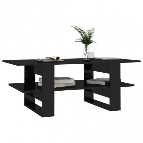 Sofabord 110x55x42 cm konstrueret træ sort højglans