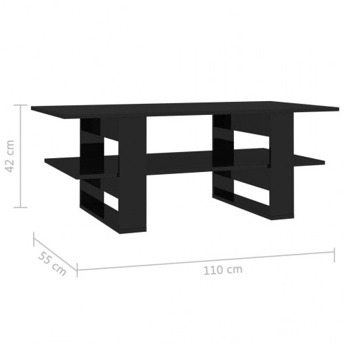 Sofabord 110x55x42 cm konstrueret træ sort højglans