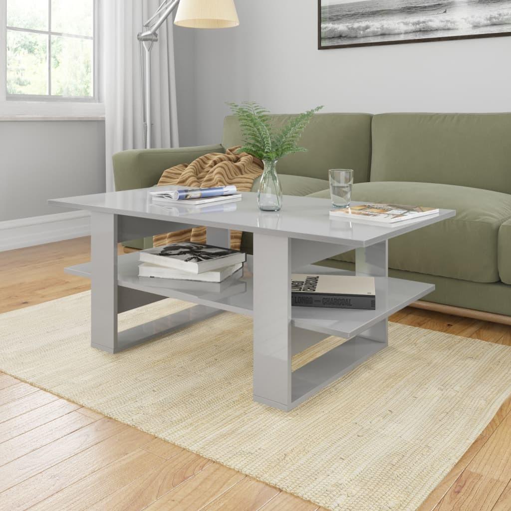 Sofabord 110x55x42 cm konstrueret træ grå højglans