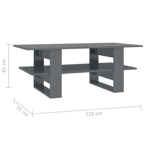 Sofabord 110x55x42 cm konstrueret træ grå højglans