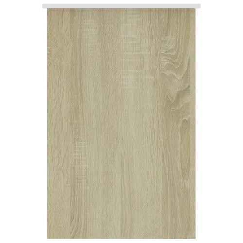 Skrivebord 100x50x76 cm konstrueret træ hvid og sonoma-eg