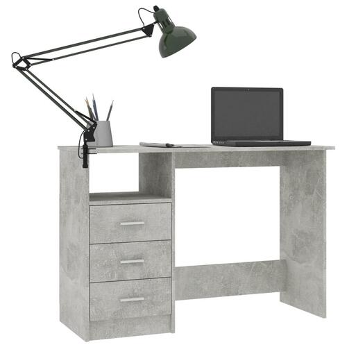Skrivebord med skuffer 110x50x76 cm spånplade betongrå