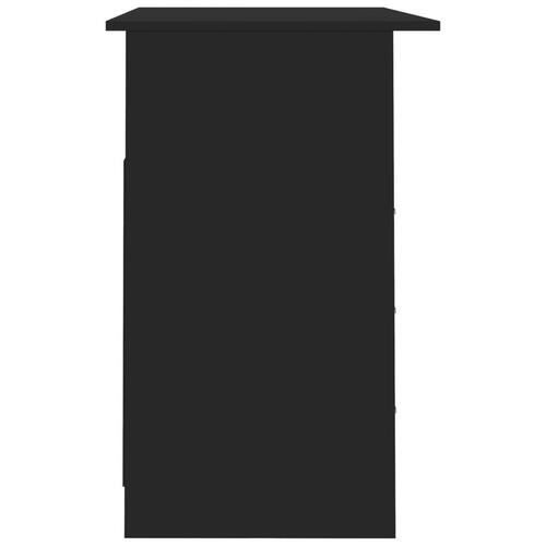 Skrivebord med skuffer 110x50x76 cm spånplade sort højglans