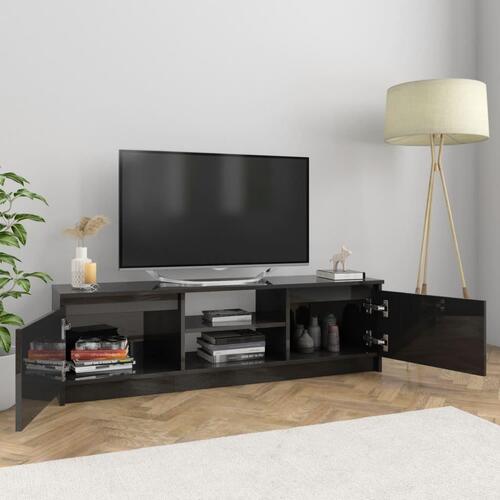 Tv-skab 120x30x35,5 cm konstrueret træ sort højglans