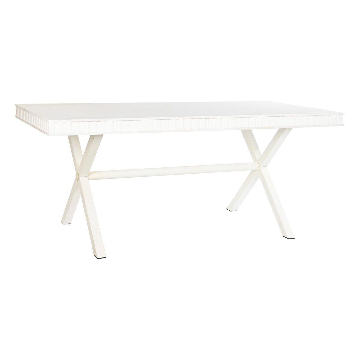 Spisebord Hvid Metal Mangotræ 180 X 90 X 76 Cm