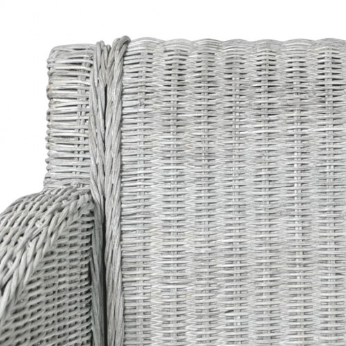 Spisebordsstol med hynde naturlig rattan grå