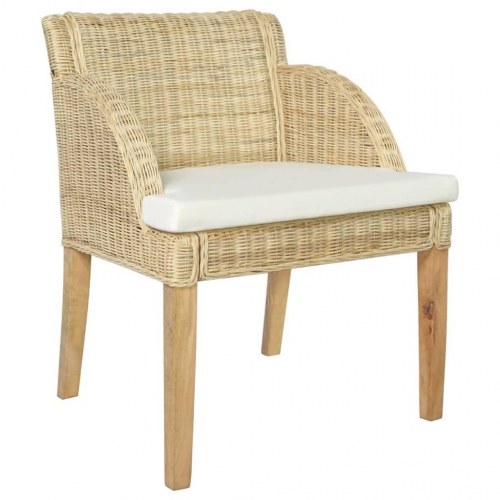 Spisebordsstole 2 stk. med hynder naturlig rattan