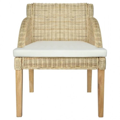 Spisebordsstole 2 stk. med hynder naturlig rattan