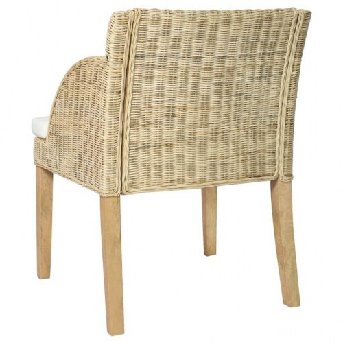 Spisebordsstole 2 stk. med hynder naturlig rattan