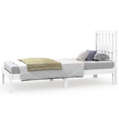 Sengeramme 75 x 190 cm Small Single i massivt fyrretræ - hvid