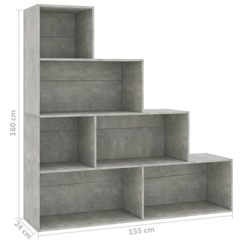 Bogreol/rumdeler 155x24x160 cm konstrueret træ betongrå