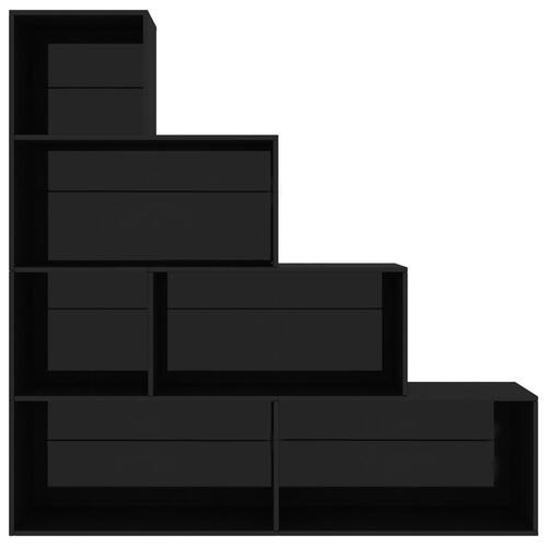 Bogreol/rumdeler 155 x 24 x 160 cm spånplade sort højglans