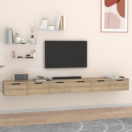 Vægskabe 2 stk. 102×30×20 cm i konstrueret træ - sonoma-eg