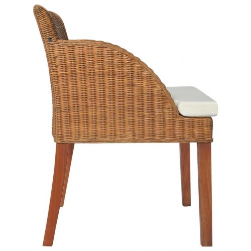 Spisebordsstol med hynde naturlig rattan lysebrun