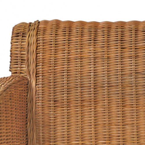 Spisebordsstol med hynde naturlig rattan lysebrun