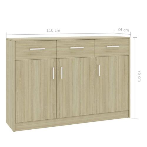 Skænk 110x30x75 cm spånplade sonoma-eg