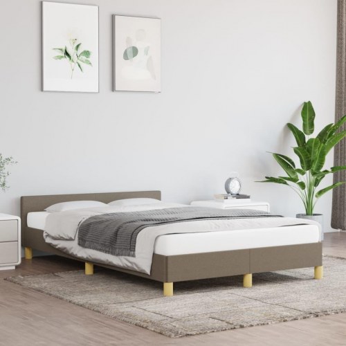 Sengeramme med sengegavl i stof - taupe 120 × 200 cm