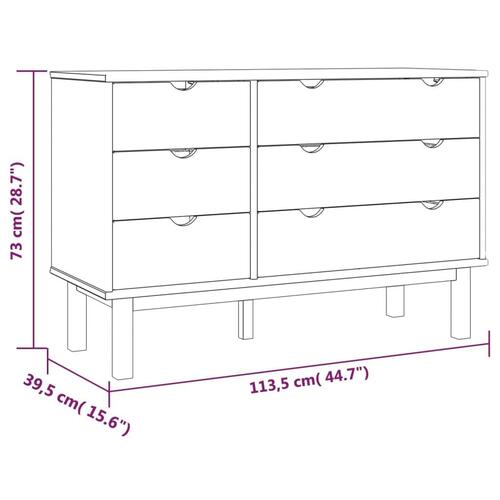 Kommode OTTA 111x43x73,5 cm massivt fyrretræ brun og hvid