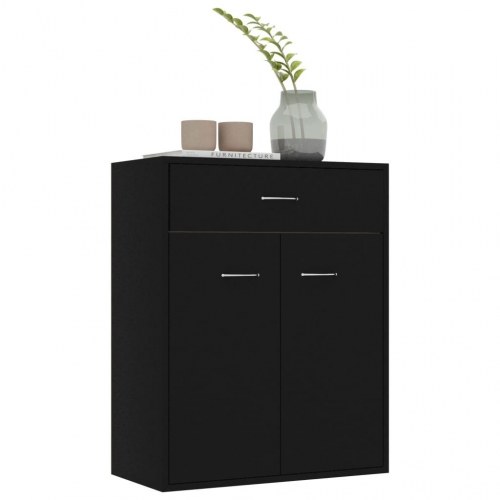 Skænk med 2 låger og 1 skuffe 60 x 30 x 75 cm - sort