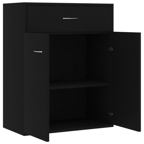 Skænk med 2 låger og 1 skuffe 60 x 30 x 75 cm - sort