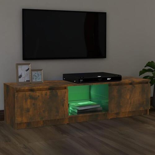 Tv-bord med LED-lys 120x30x35,5 cm røget eg