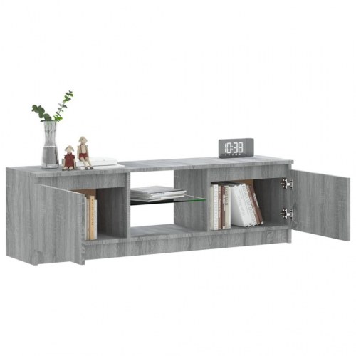 Tv-bord med LED-lys - 120×30×36 cm, grå sonoma-eg
