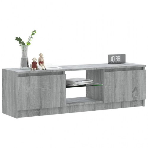 Tv-bord med LED-lys - 120×30×36 cm, grå sonoma-eg
