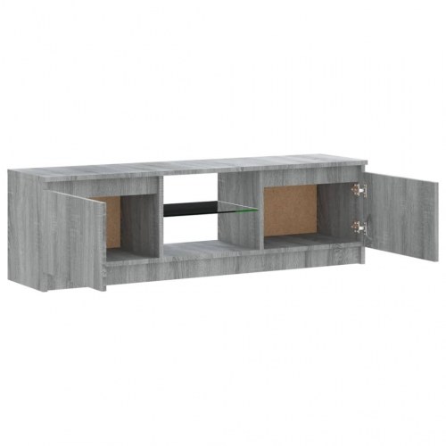 Tv-bord med LED-lys - 120×30×36 cm, grå sonoma-eg