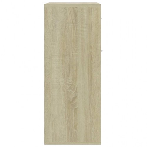 Skænk 60 x 30 x 75 cm konstrueret træ hvid og sonoma-eg