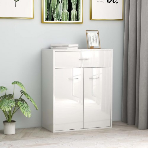 Skænk 60x30x75 cm konstrueret træ hvid højglans