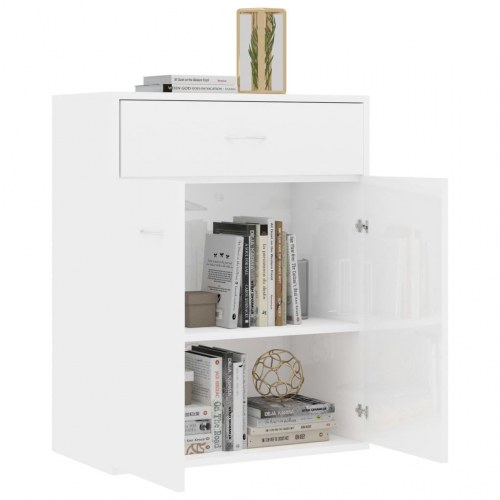 Skænk 60x30x75 cm konstrueret træ hvid højglans