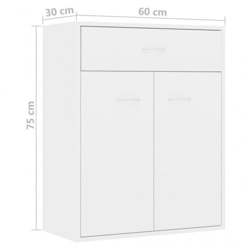 Skænk 60x30x75 cm konstrueret træ hvid højglans
