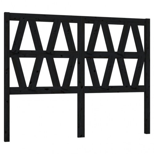 Sengegavl 126×4×100 cm i massivt fyrretræ - sort